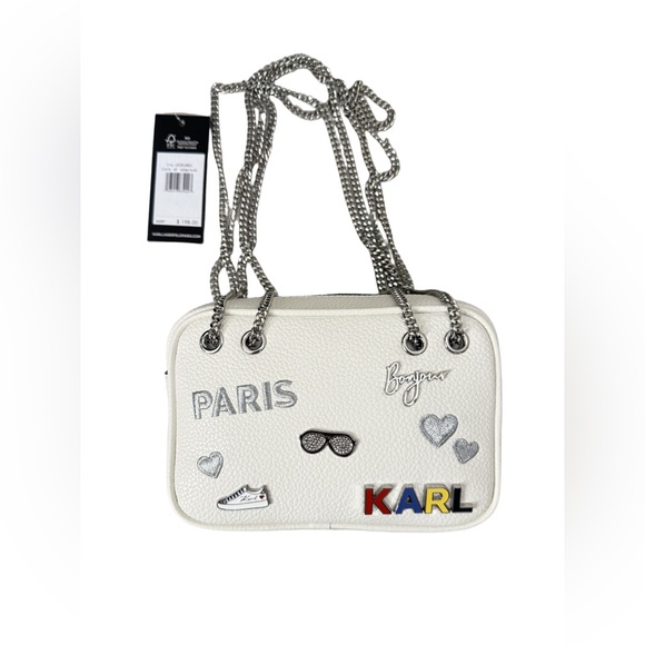 Karl Lagerfeld Cream Crossbody Bag with Silver Accents - Picture 1 of 5